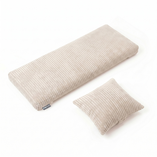 KiddyMoon Matelas avec Oreiller Set pour Planche D'équilibre Housse Amovible en Tissu Côtelé, beige, Matelas/Oreiller