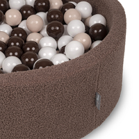 KiddyMoon Piscine à Balles Boules 7 cm pour un Remplissage plus Généreux Pour Bébés au Housse Teddy, Convient dès 8 Mois, Marron: Beige Pastel/Marron/Blanc