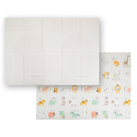 KiddyMoon Tapis de Jeu pour Enfant Bébé Tapis Mousse Tapis de Sol Tapis d'éveilBebe Reversible Stimulation De L'Imagination Pliable Pour L'Intérieur Et L'Extérieur, beige-rayures, 150x200x1cm