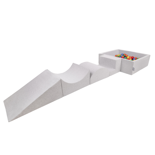 KiddyMoon Aire De Jeux en Mousse avec Carré Piscine À Balles pour Enfants, gris clair: jaune/vert/bleu/rouge/orange, Piscine (200 Balles) + Version 5