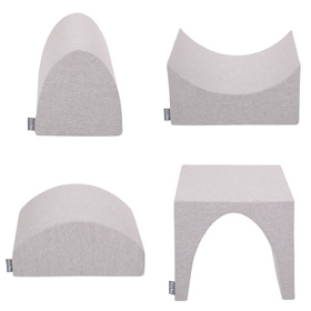 KiddyMoon Aire De Jeux en Mousse avec Quart Angulaire Piscine À Balles pour Bébé, gris clair: perle/gris/transparent/rose poudré, Piscine (200 Balles) + Version 1