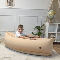 KiddyMoon Gonflable Fauteuil Sensoriel Enfant Avec Poignées Et Pompe, beige, L