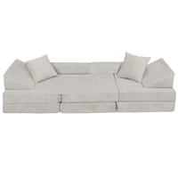 KiddyMoon Canapé Pliant pour Enfants, Canapé Convertible pour Chambre et Salle de Jeux, Matelas au Sol, Mini-Canapé, gris clair, Canapés avec 2 Oreillers