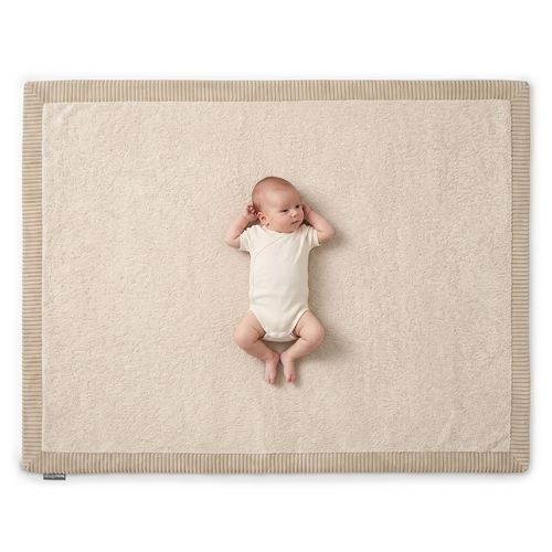 KiddyMoon Tapis de jeu doux pour enfant, antidérapant, rectangulaire, beige