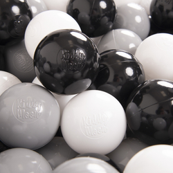 KiddyMoon Balles Colorées Plastique ∅7cm pour Piscine Enfant Bébé Fabriqué en EU, blanc/noir/gris