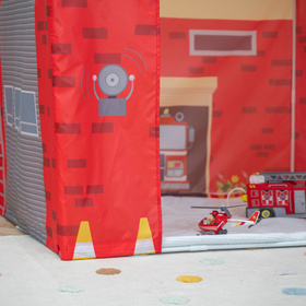 Tente De Jeu Pompier pour Enfants Forme De Pavillon Pour Bébés Design Pliable Tente Pop-Up Réaliste Inspiré Utilisation Intérieure Et Extérieure, rouge-gris, SANSballes