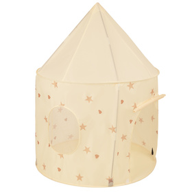 Tente de Jeu Pour Enfants Château Maison de Jeu En Forme De Pavillon De Jeu Avec Balles Pliable Tente Pop-Up Enfant Motifs D'Étoiles Et De Cœurs, beige clair, SANSballes