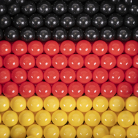 KiddyMoon Balles Colorées Plastique ∅7cm pour Piscine Enfant Bébé Fabriqué en EU, noir/jaune/rouge, 300 Balles/7cm