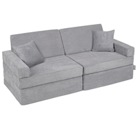 KiddyMoon Canapé Pliant pour Enfants, Canapé Convertible pour Chambre et Salle de Jeux, Matelas au Sol, Mini-Canapé, gris foncé, Canapés avec 2 Oreillers