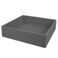 KiddyMoon Piscine À Balles Grande Carré pour Bébé, Fabriqué en UE, gris foncé:gris-blanc-transparent-babyblue, 120x30cm/200 balles