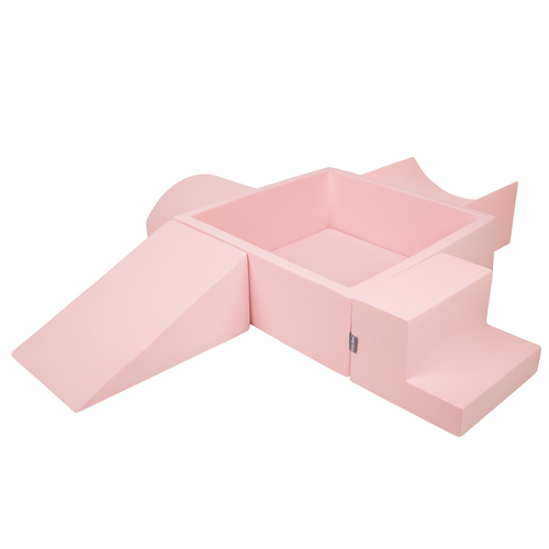 KiddyMoon Aire De Jeux en Mousse avec Carré Piscine À Balles pour Enfants, rose:blanc/gris/rose poudré, Piscine (300 Balles) + Version 5