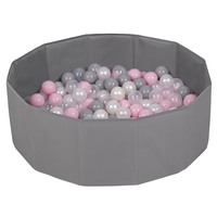 piscine à balles multicolores piscine pliable pour les enfant, gris: perle/gris/transparent/rose poudré, 200 balles