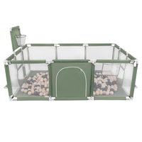 Parc Bébé avec Balles Plastiques Aire De Jeu Pliable Basket Football, vert : turquoise foncé/beige pastel/perle, 200 balles