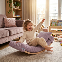 KiddyMoon Matelas avec Oreiller Set pour Planche D'équilibre Housse Amovible en Tissu Côtelé, violet,