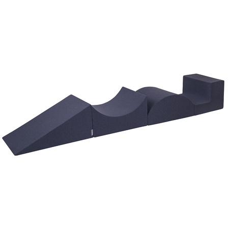 KiddyMoon Aire De Jeux en Mousse avec Carré Piscine À Balles pour Enfants, bleu foncé:blanc/gris/menthe, Piscine (200 Balles) + Version 5
