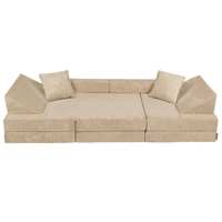 KiddyMoon Canapé Pliant pour Enfants, Canapé Convertible pour Chambre et Salle de Jeux, Matelas au Sol, Mini-Canapé, beige, Canapés avec 2 Oreillers