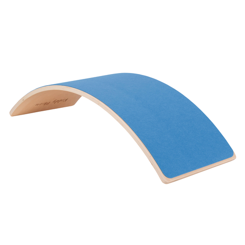KiddyMoon Planche D'équilibre pour Enfants Planche à Balancer Montessori, Naturelle/Bleu Felt, 83x29,5x1,7 cm/Felt
