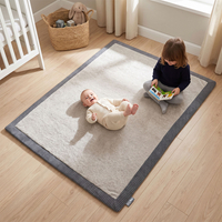 KiddyMoon Tapis de jeu doux pour enfant, antidérapant, rectangulaire, gris clair