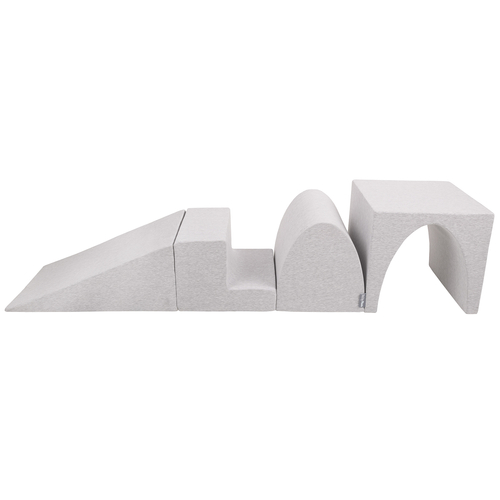 KiddyMoon Aire De Jeux en Mousse avec Carré Piscine À Balles pour Enfants, gris clair: gris/blanc/turquoise, Piscine (200 Balles) + Version 3