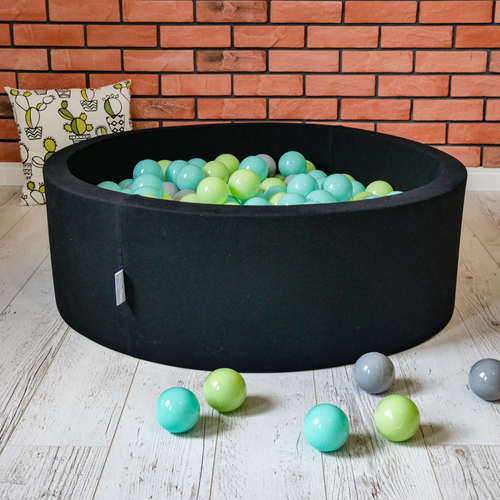 KiddyMoon Piscine à Balles ∅ 7Cm pour Bébé Rond Fabriqué En UE, Allemagne: noir/rouge/jaune, 90x30cm/200 balles