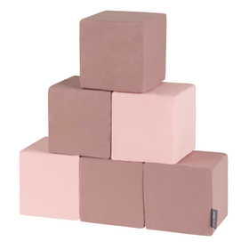 KiddyMoon blocs mous pour bébé cubes de construction en mousse, cubes: bruyère-rose, 6 Pieces