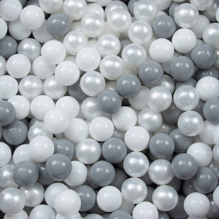 KiddyMoon Balles pour Piscine Colorées ∅6cm Plastique Enfant Bébé Fabriqué en EU, blanc/gris/perle, 100 Balles/6cm