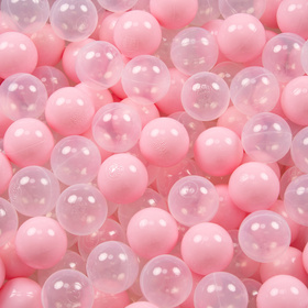 KiddyMoon Balles Colorées Plastique ∅7cm pour Piscine Enfant Bébé Fabriqué en EU, rose poudré/transparent, 200 Balles/7cm