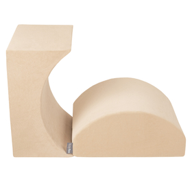 KiddyMoon Velours Aire De Jeux en Mousse pour Enfants, Élément Rampe/Semi-rouleau PPZV-222, beige sableux, Multi-Taille
