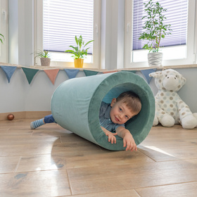 KiddyMoon Aire De Jeux En Mousse Modulable Pour Enfants Avec Housses Amovibles Résistantes Et Matériaux Doux Favorisant Imagination Et Créativité, gris clair, Tonneau/Puf/Puf