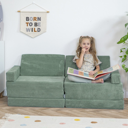 KiddyMoon Canapés Pliant pour Enfants Canapé-Lit Convertible Bébés-Canapé Lit Coucher Salle de Jeux Pliable Matelas au Sol Mini-Canapé Chaise-Lit, vert, Canapés avec 2 Oreillers