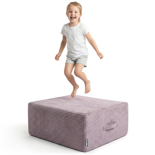 KiddyMoon Coussin Sauteur Enfant Mini Trampoline Interieur Rembourrage A Ressorts Housse Amovible En Tissu Cotele Deux Poignees Des 3 Ans, Violet, Mini Trampoline