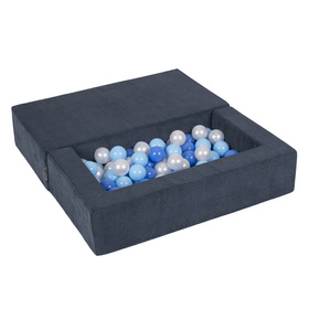 KiddyMoon Canapé en Mousse pour Enfants avec Balles Pour chambre d'enfant Léger Modulable Confortable Housse Amovible Parfait pour Jouer Lire et Se Détendre, bleu foncé: babyblue/bleu/perle, Canapé + 100 Balles