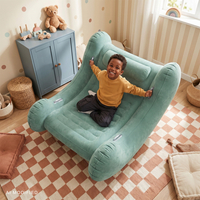 KiddyMoon Fauteuil Sensoriel Gonflable À Bascule Enfant Avec Poignées Et Pompe, sauge, L