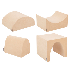 KiddyMoon aire de jeux velours mousse colline/tunnel/rampe L/semi-rouleau L, beige sableux, Multi-Taille