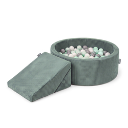 KiddyMoon Aire de jeu ANAFI en polyester avec module de motricité, vert : blanc/gris/menthe, basen 100/klin F