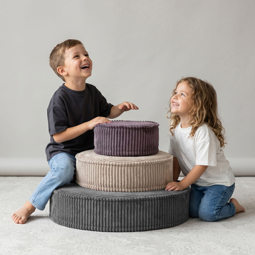 KiddyMoon Ensemble 3 Modules en Mousse pour Enfants pour Chambre D'enfant, fioletowy-beżowy-ciemnoszary