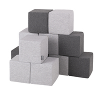 KiddyMoon blocs mous pour bébé cubes de construction en mousse, cubes: gris clair/gris foncé, 12 Pieces