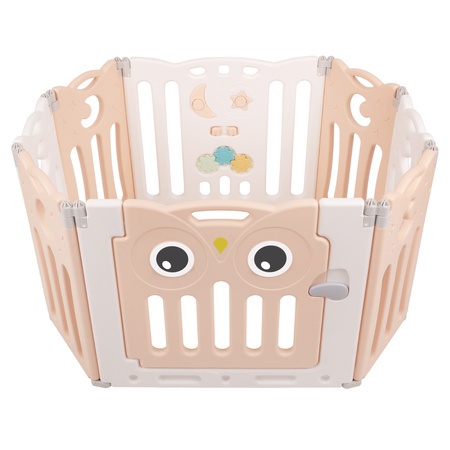 Selonis Parc Bébé Pliable avec Balles Colorées Pour Enfants, blanc-rose:blanc/gris/transparent, 6+2 Panneau/200 Balles