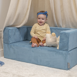 KiddyMoon Canapé en Mousse pour Enfants avec Balles et Pente Parfait Pour la Chambre D'enfant Léger Modulable Confortable Sécurisé Idéal pour Jouer et Se Détendre, bleu, Canapé/Pente