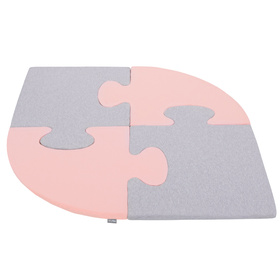 Puzzle en mousse doux tapis de motricité pour enfants tapis d'éveil pour bébé 4 éléments KiddyMoon, Rose/ Gris Clair