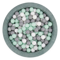 KiddyMoon Piscine Bébé 90 X 30 Cm Avec 200 Balles, Piscine À Balles Pour Bébé Et Enfant, Piscine Enfant En Mousse Douce, Housse Côtelée Lavable, Vert: Blanc/Gris/Menthe, 90x30cm/200 Balles