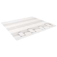 KiddyMoon Tapis de Jeu pour Enfant Bébé Tapis Mousse Tapis de Sol Tapis d'éveilBebe Reversible Stimulation De L'Imagination Pliable Pour L'Intérieur Et L'Extérieur, blanc-pingouin, 180x200x1cm