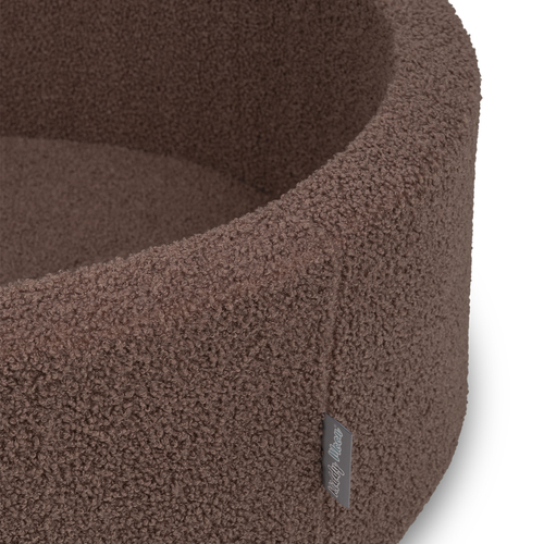 KiddyMoon Piscine à Balles Boules 7 cm pour un Remplissage plus Généreux Pour Bébés au Housse Teddy, Convient dès 8 Mois, brun, 90x30cm/SANS balles