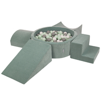 KiddyMoon Parcours Motricité En Mousse Avec Balles Enfants Favorise Créativité, Vert : blanc/gris/menthe, Piscine (300 Balles) + Version 5