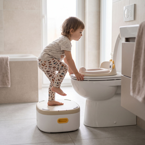 KiddyMoon Pot de Toilette pour Enfants 3 en 1 avec Réducteur et Marchepied, beige, UNI
