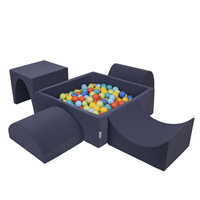 KiddyMoon Aire De Jeux en Mousse avec Carré Piscine À Balles pour Enfants, bleu foncé:vertClr/orange/turq/bleu/babybl/jaune, Piscine (200 Balles) + Version 1