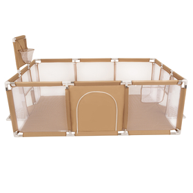 Parc Bébé avec Balles Plastiques Aire De Jeu Pliable Basket Football, beige, SANS Balles