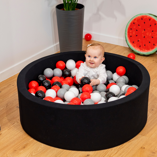 KiddyMoon Piscine à Balles ∅ 7Cm pour Bébé Rond Fabriqué En UE, pomme: vert/rouge, 90x30cm/200 balles
