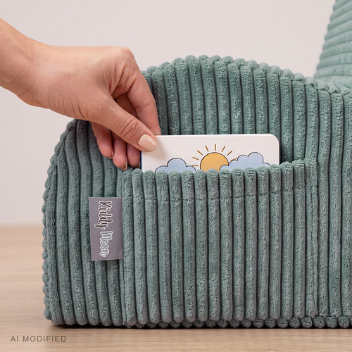 KiddyMoon fauteuil enfant à poche, housse zippée, assise confortable, vert, Taille unique