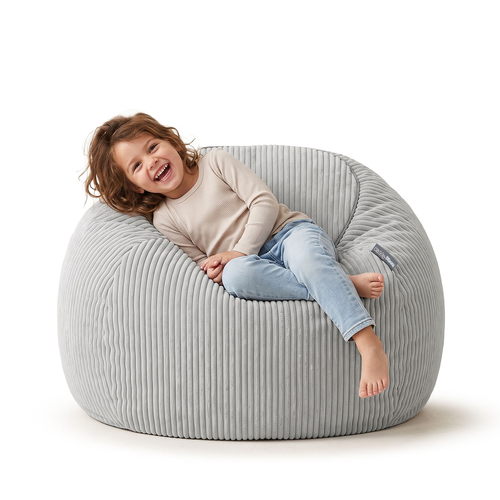 KiddyMoon Pouf pour Enfants 2-en-1 Rangement pour Jouets, 80x80x50cm, jasnoszary